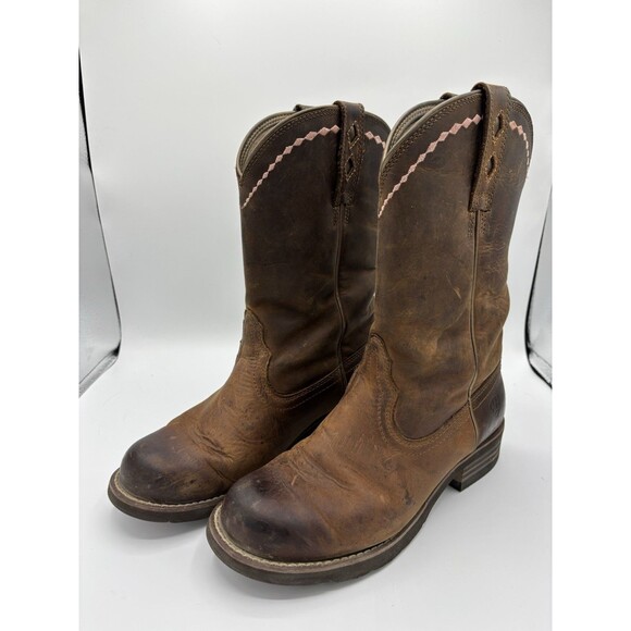 Ariat Women’s Unbridled Leather Roper Boots Size 7.5B Cowboy Western Wellington - Picture 1 of 10